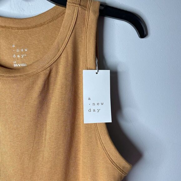 A NEW DAY Tank Womens 1X Orange Ribbed Sleeveless Top NEW Cotton Modal Spandex - Picture 3 of 7